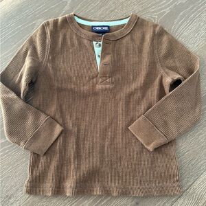 Cherokee Kids Long Sleeve Brown Henley Shirt